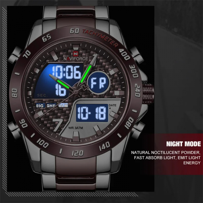Ceas barbatesc de mana Naviforce Dual Time Led Quartz Casual Fashion Elegant [4]
