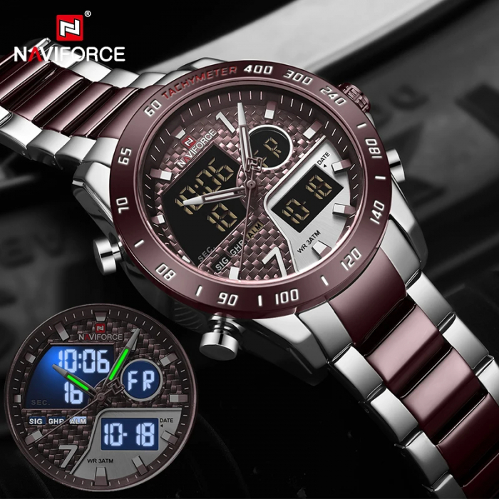 Ceas barbatesc de mana Naviforce Dual Time Led Quartz Casual Fashion Elegant [6]