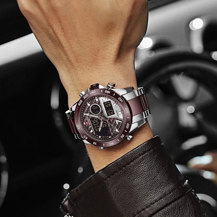 Ceas barbatesc de mana Naviforce Dual Time Led Quartz Casual Fashion Elegant [5]