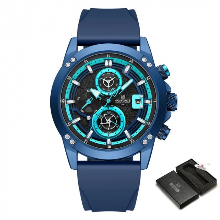 Ceas barbatesc de mana Naviforce Quartz Casual Analog Army Militar Silicon Albastru [4]