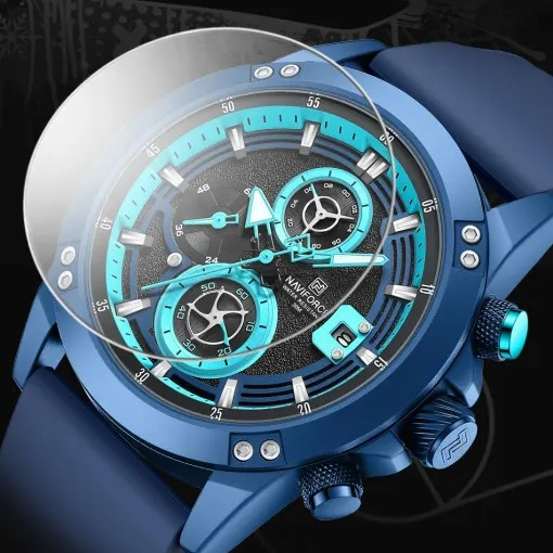 Ceas barbatesc de mana Naviforce Quartz Casual Analog Army Militar Silicon Albastru [3]