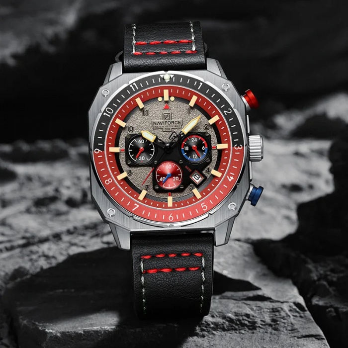 Ceas barbatesc de mana Naviforce Quartz Sport Top Brand Luxury Cronograf Data Piele naturala [5]