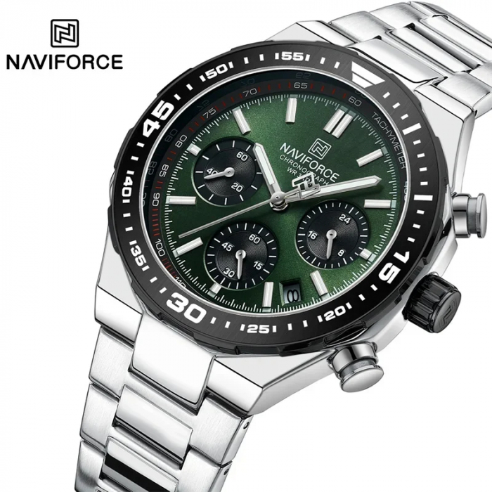 Ceas barbatesc de mana Naviforce Elegant Casual Cronograf Quartz Fashion Afisare data Gri [2]
