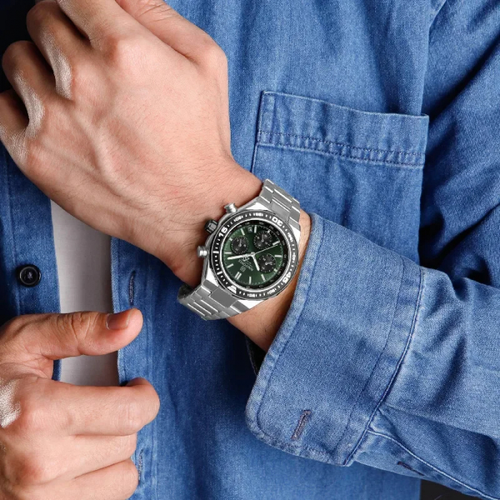 Ceas barbatesc de mana Naviforce Elegant Casual Cronograf Quartz Fashion Afisare data Gri [3]