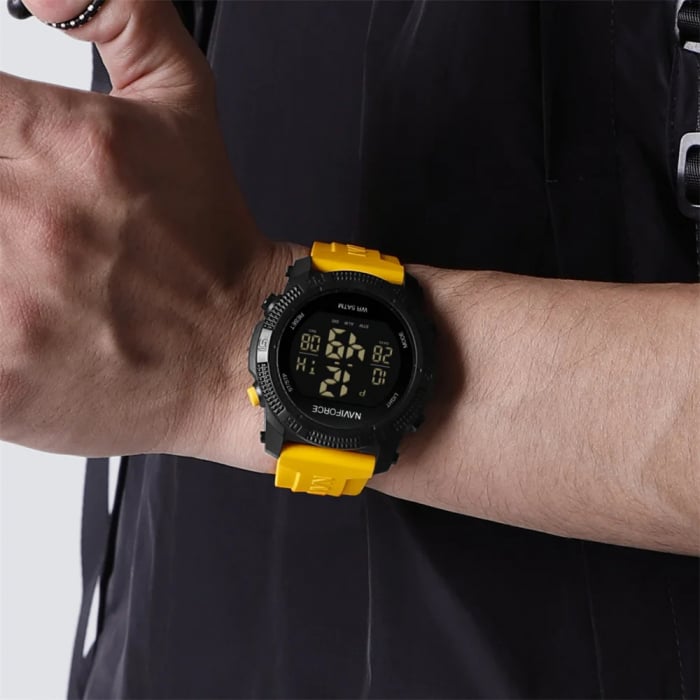 Ceas barbatesc de mana Naviforce Sport Stil Army Militar Casual Fashion Digital Galben [4]