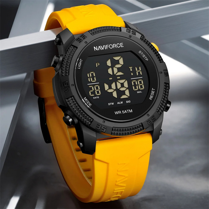 Ceas barbatesc de mana Naviforce Sport Stil Army Militar Casual Fashion Digital Galben [3]