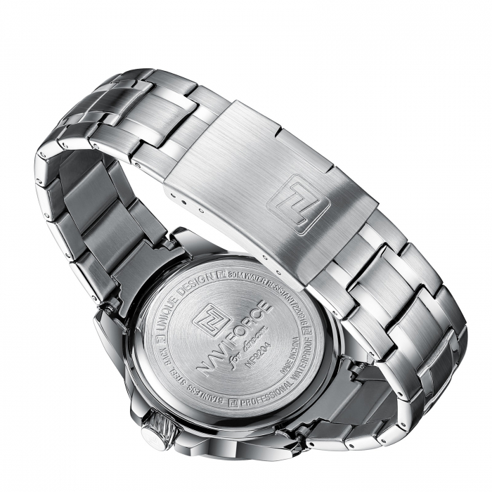 Ceas barbatesc de mana Naviforce Sport Militar Army Casual Fashion Analog Calendar Argintiu Albastru [5]