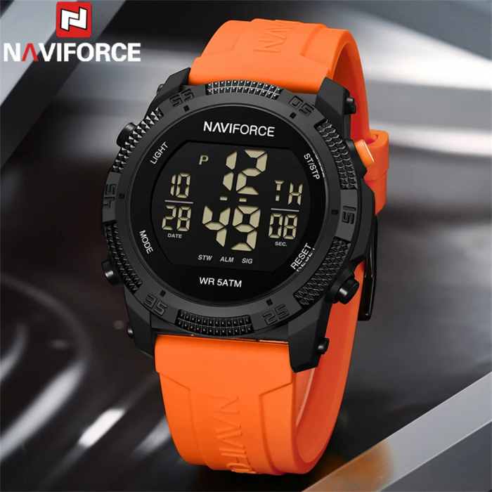Ceas barbatesc de mana Naviforce Sport Digital Stil Army Militar Casual Fashion Portocaliu [2]