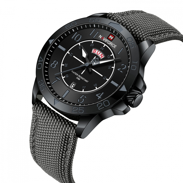 Ceas barbatesc de mana Naviforce Quartz Analog Stil Militar Army Casual Gri [2]