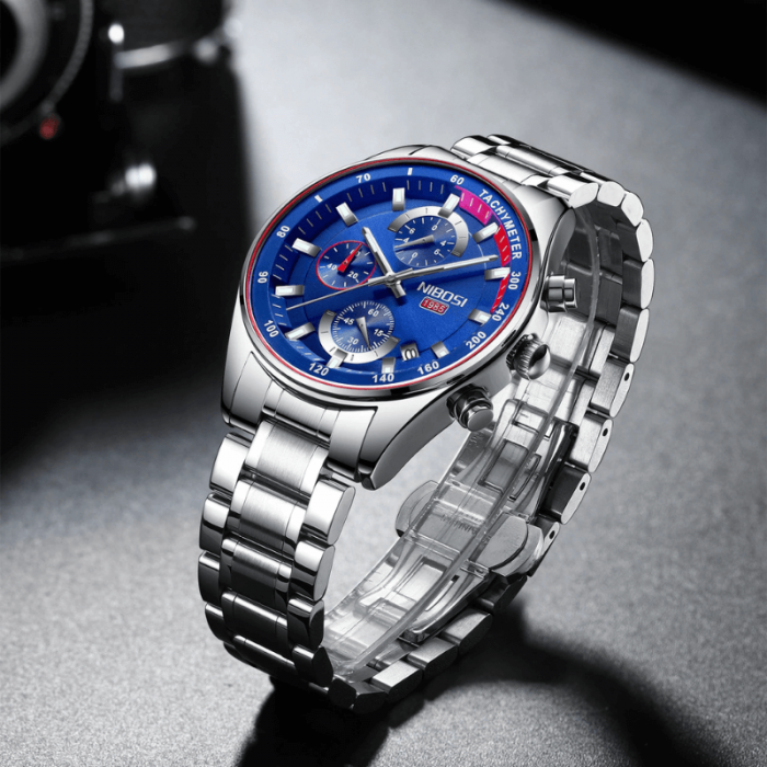 Ceas barbatesc de mana Nibosi Elegant Fashion Quartz Analog Argintiu [2]