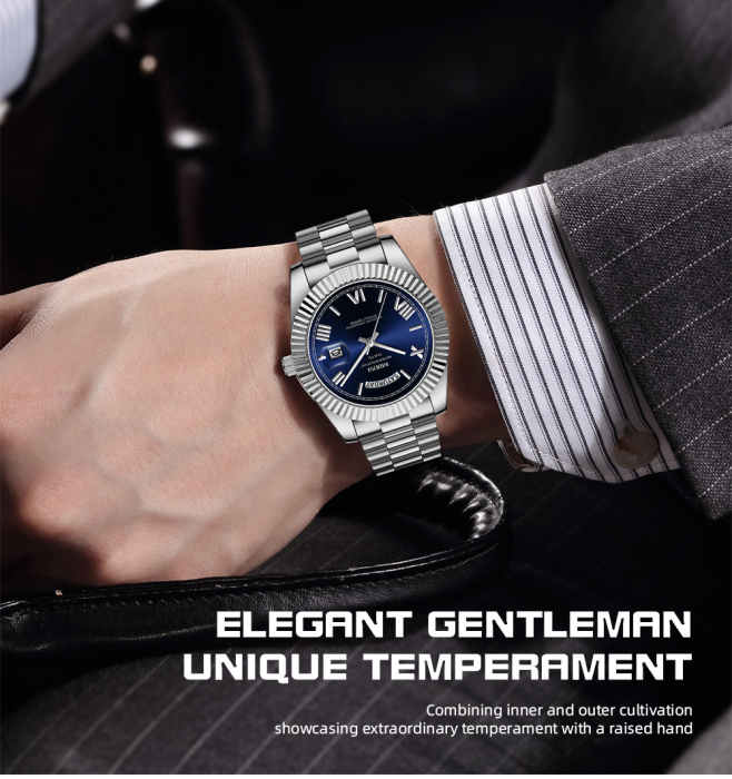 Ceas barbati de mana Nibosi Elegant Quartz Casual Analog Fashion Argintiu Albastru [3]