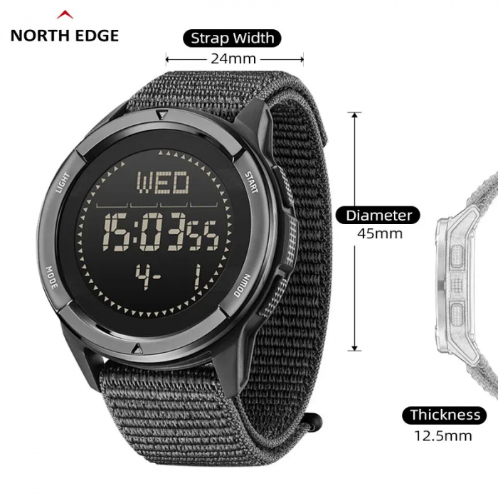 Ceas barbatesc de mana North Edge Militar Digital Carbon Army Sport Pasi Busola Pacer Pedometru [3]