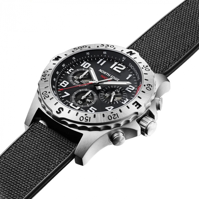 Ceas barbatesc de mana North Edge Mach 2 Solar Curea din Nylon Cronograf [4]