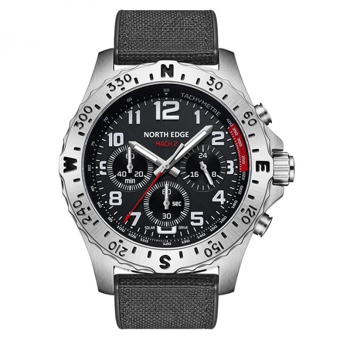 Ceas barbatesc de mana North Edge Mach 2 Solar Curea din Nylon Cronograf [2]