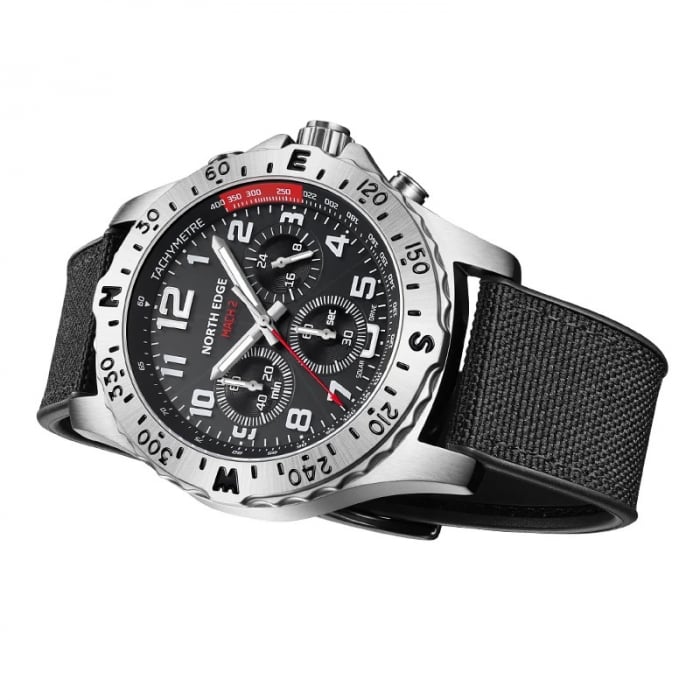 Ceas barbatesc de mana North Edge Mach 2 Solar Curea din Nylon Cronograf [5]