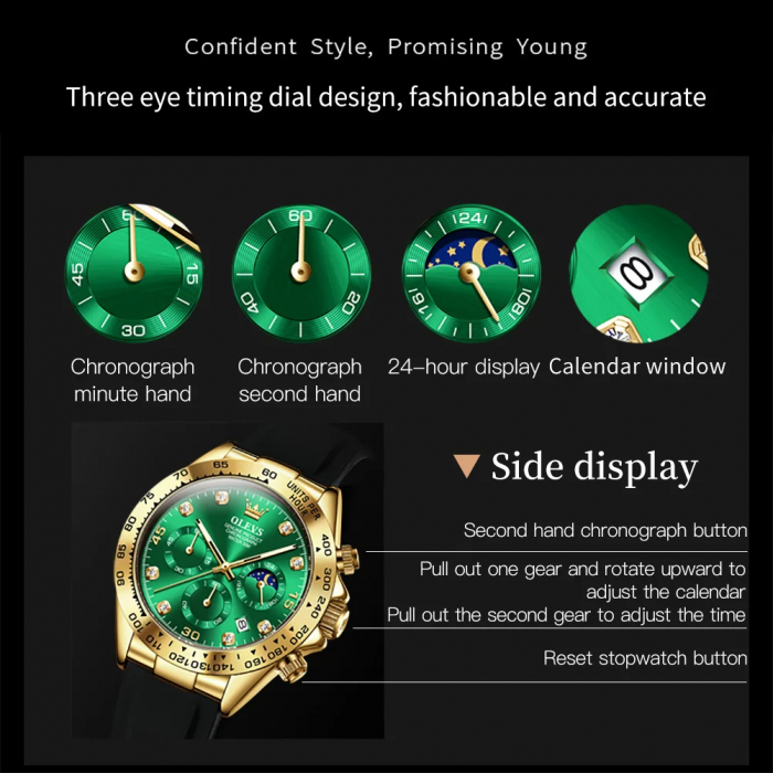 Ceas barbatesc de mana Olevs Elegant Luxury Quartz Cronograf Data Analog Casual Fashion [4]