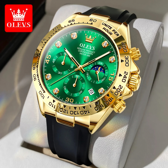 Ceas barbatesc de mana Olevs Elegant Luxury Quartz Cronograf Data Analog Casual Fashion [5]