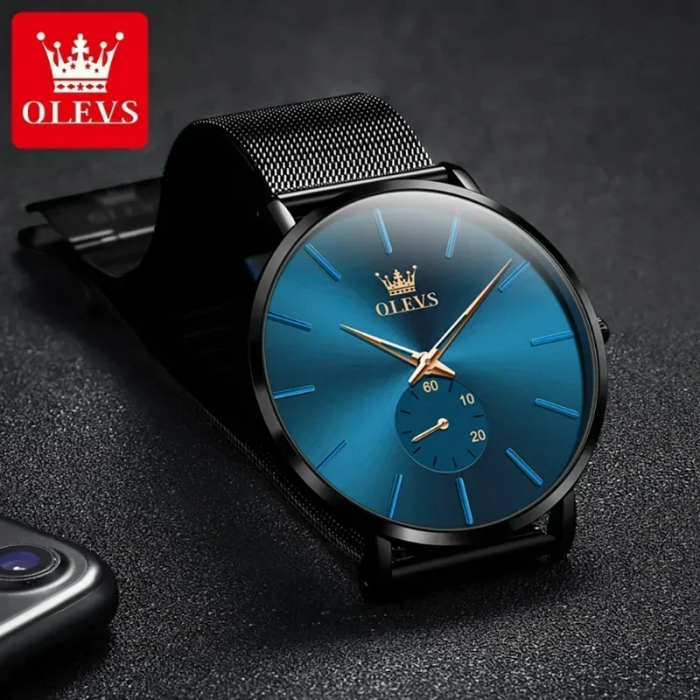Ceas barbatesc de mana Olevs Quartz Elegant Casual Analog Negru Albastru [5]