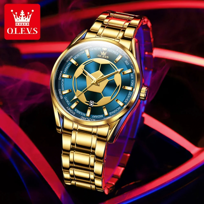 Ceas barbatesc de mana Olevs Quartz Sport Casual Indici Luminosi Auriu Albastru [6]