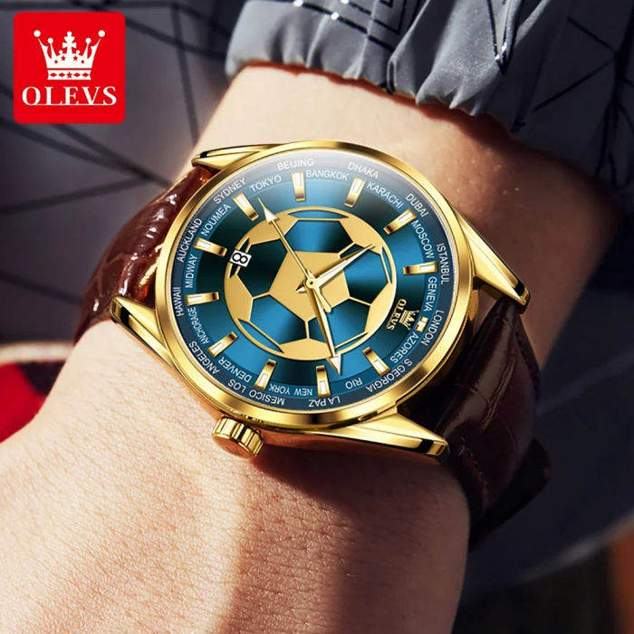 Ceas barbatesc de mana Olevs Quartz Sport Casual Indici Luminosi Auriu Albastru [3]