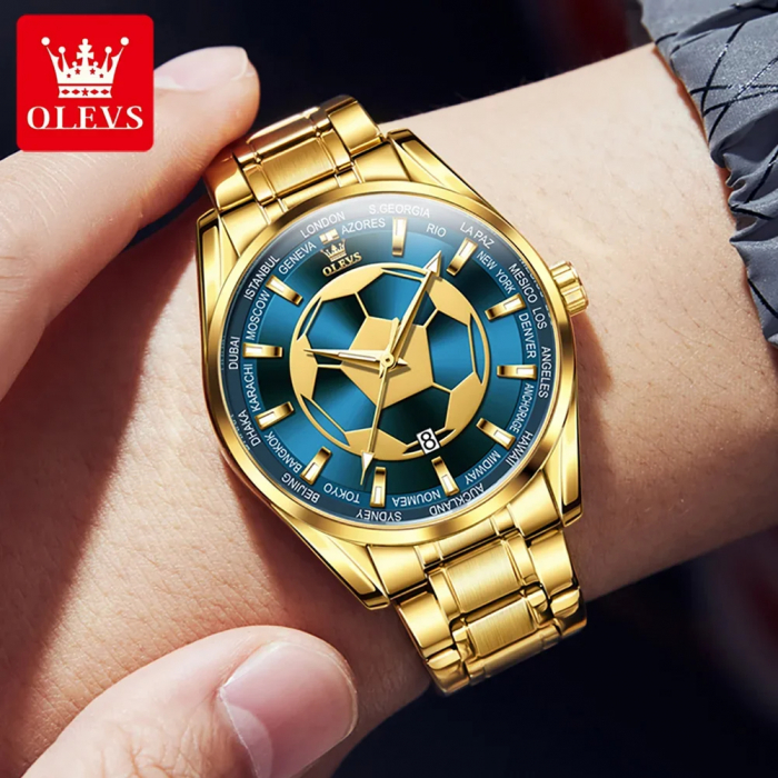 Ceas barbatesc de mana Olevs Quartz Sport Casual Indici Luminosi Auriu Albastru [7]