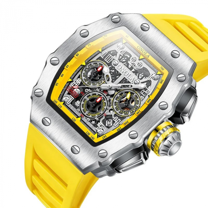 Ceas barbatesc de mana Onola Multifunctional Analog Quartz Sport Indici Luminosi Galben [2]