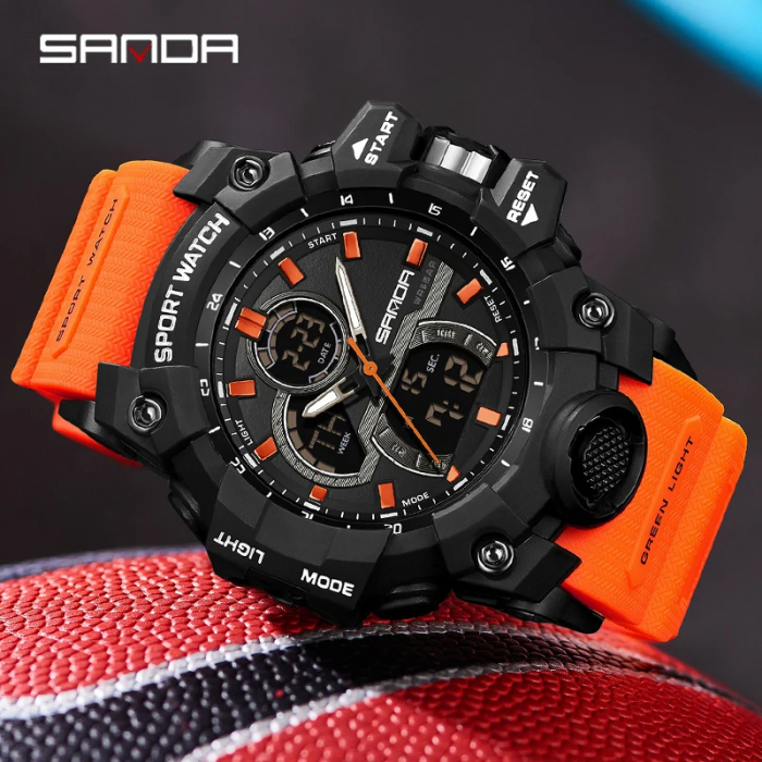 Ceas barbatesc de mana Sanda Multifunctional Stil Militar Army Sport Fashion Portocaliu [2]