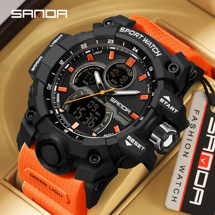 Ceas barbatesc de mana Sanda Multifunctional Stil Militar Army Sport Fashion Portocaliu [4]