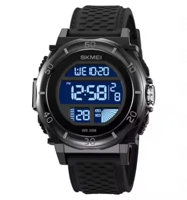 Ceas de mana barbatesc Skmei Casual Digital Fashion Lumina de fundal Sport Afisare data Alarma Negru [5]