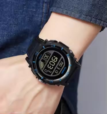 Ceas barbatesc de mana Skmei Casual Digital Fashion Lumina de fundal Sport Alarma Negru [4]