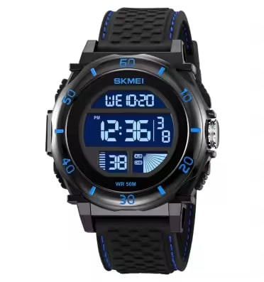 Ceas barbatesc de mana Skmei Casual Digital Fashion Lumina de fundal Sport Alarma Negru [3]