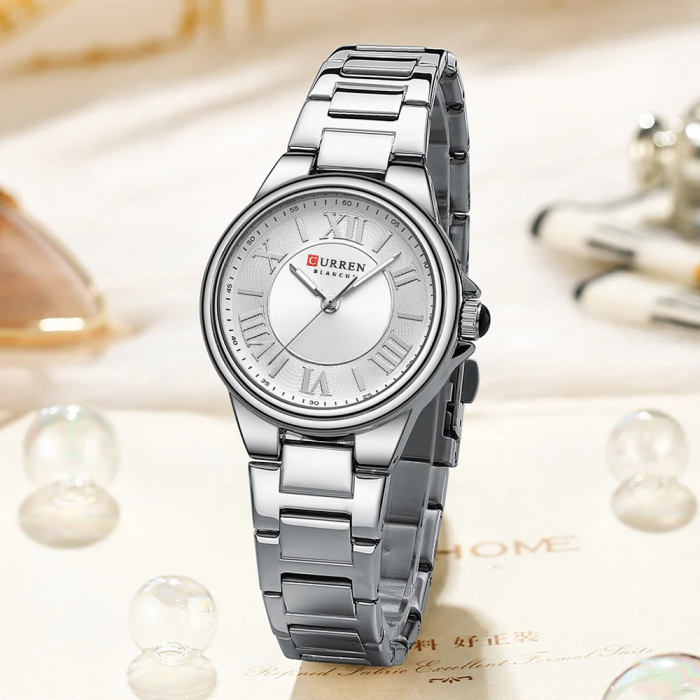 Ceas dama de mana Curren Casual Elegant Fashion Analog Quartz Argintiu [4]