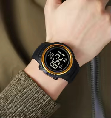 Ceas barbatesc de mana Skmei Sport Casual Fashion Digital Alarma Negru Auriu [4]