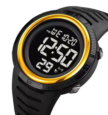 Ceas barbatesc de mana Skmei Sport Casual Fashion Digital Alarma Negru Auriu [2]