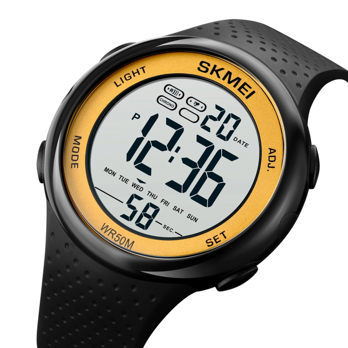 Ceas barbatesc de mana Skmei Sport Digital Vogue Casual Fashion Digital Negru Auriu [2]