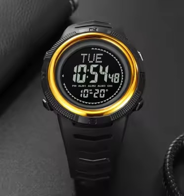 Ceas barbatesc de mana Skmei Casual Digital Fashion Sport Alarma NegruAuriu [3]