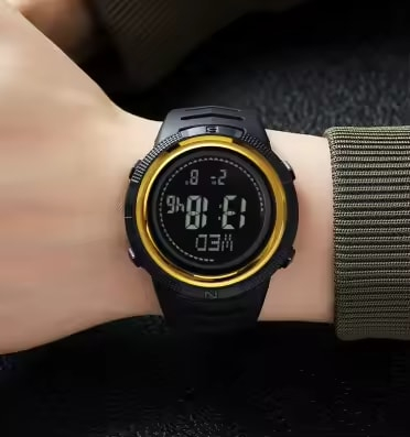 Ceas barbatesc de mana Skmei Casual Digital Fashion Sport Alarma NegruAuriu [4]