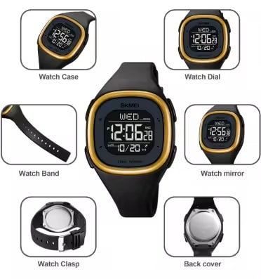 Ceas barbatesc de mana Skmei Sport Quartz Digital Fashion Casual Negru Auriu [7]