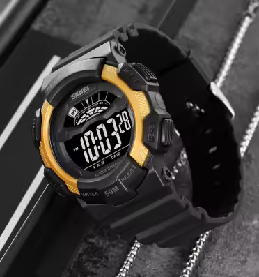 Ceas barbatesc de mana Skmei Sport Casual Fashion Digital Alarma Cronometru Negru Auriu [3]