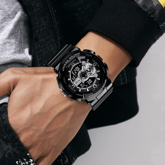 Ceas barbatesc de mana Skmei Sport Digital Analog Quartz Negru [4]