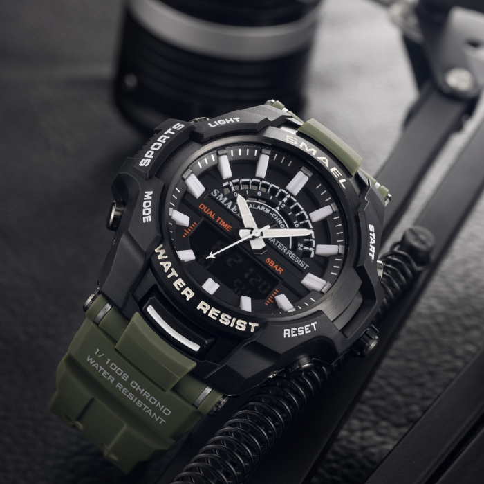 Ceas barbatesc de mana Smael Militar Casual Sport Stil Army Rezistent la apa si socuri Verde [5]