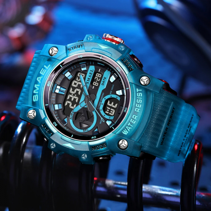 Ceas barbatesc de mana Smael Sport Casual Fashion Analog Digital Dual Time Quartz Albastru [2]