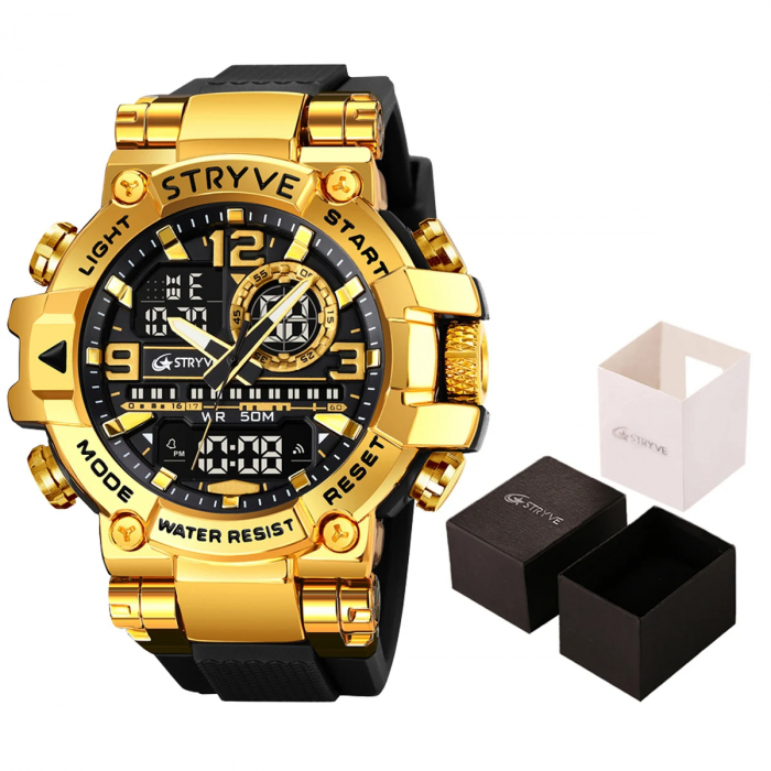 Ceas barbatesc de mana Stryve Sport Army Digital Militar Negru Auriu [2]