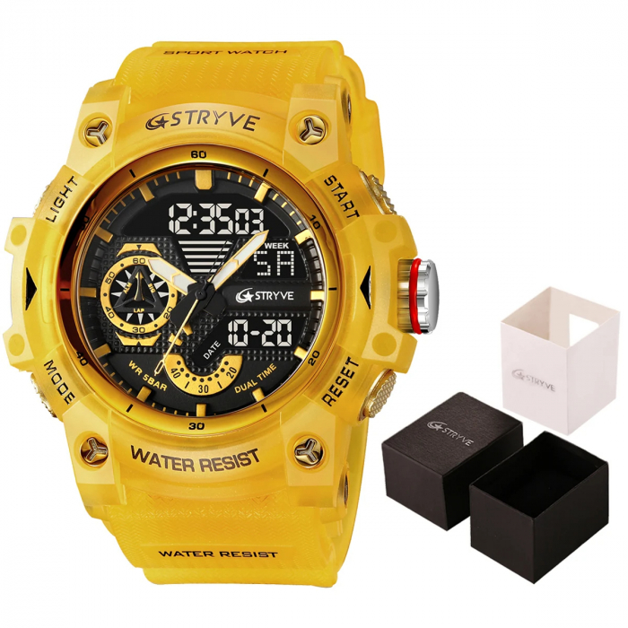 Ceas barbatesc de mana Stryve Army Militar Alarma Cronometru Digital 5 ATM Sport Galben [4]