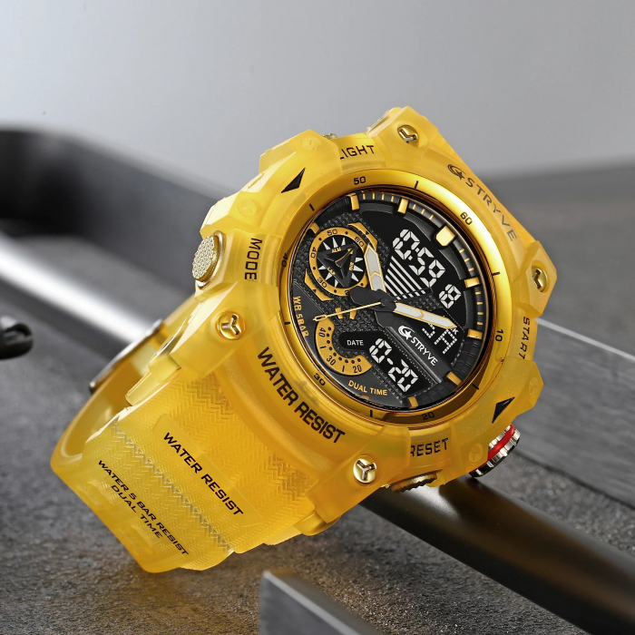 Ceas barbatesc de mana Stryve Army Militar Alarma Cronometru Digital 5 ATM Sport Galben [3]