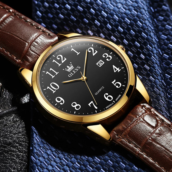 Ceas barbatesc Olevs Piele Quartz Analog Clasic Casual [2]