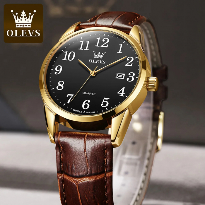 Ceas barbatesc Olevs Piele Quartz Analog Clasic Casual [7]