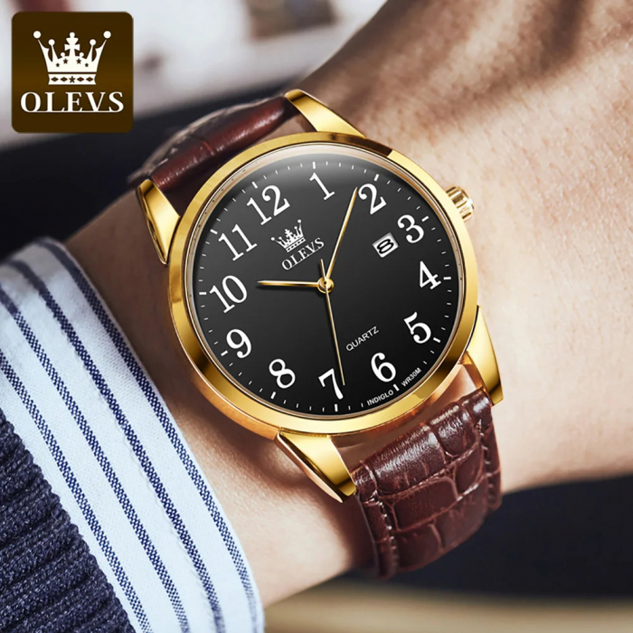 Ceas barbatesc Olevs Piele Quartz Analog Clasic Casual [4]