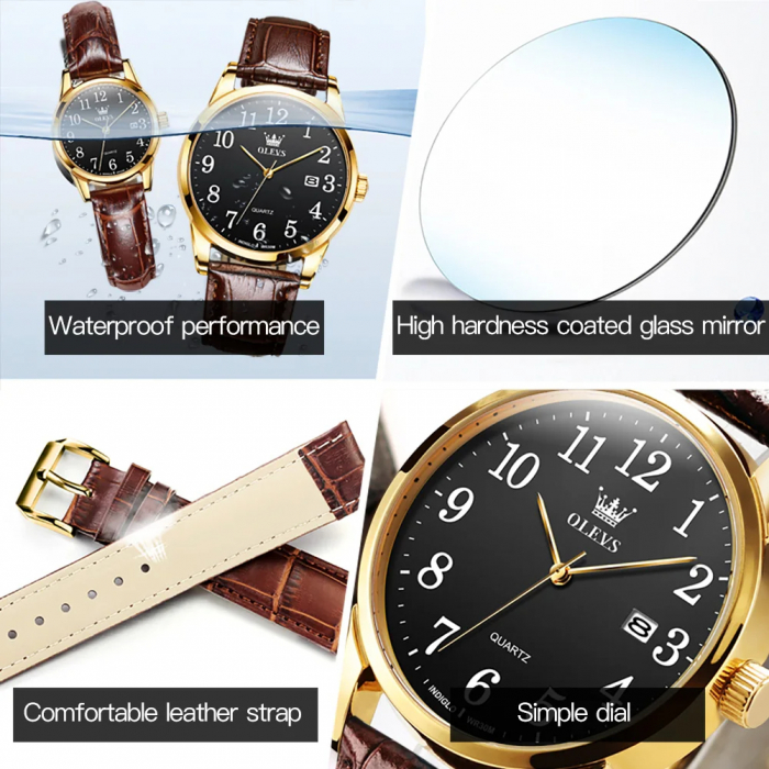 Ceas barbatesc Olevs Piele Quartz Analog Clasic Casual [6]