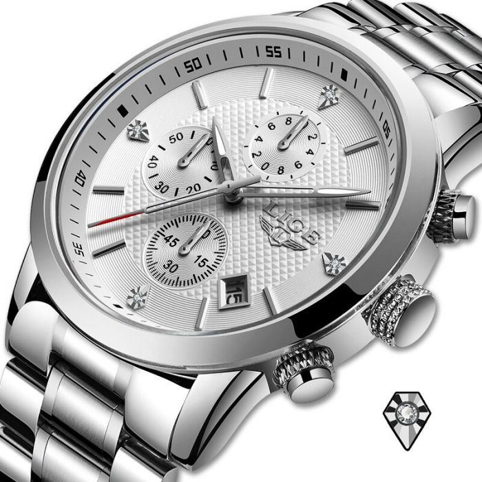 Ceas barbatesc Lige Business Analog Quartz Data Cronograf [7]